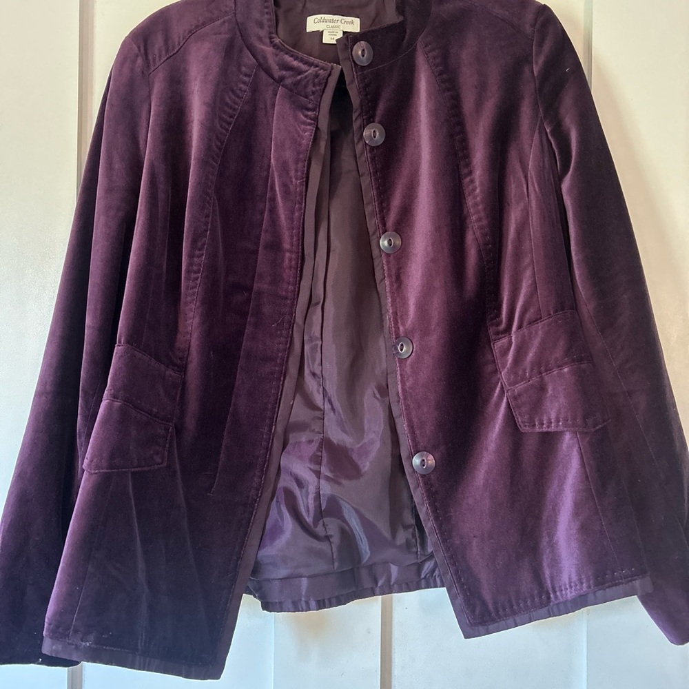 Coldwater Creek Women's Deep Purple Velvet Blazer
